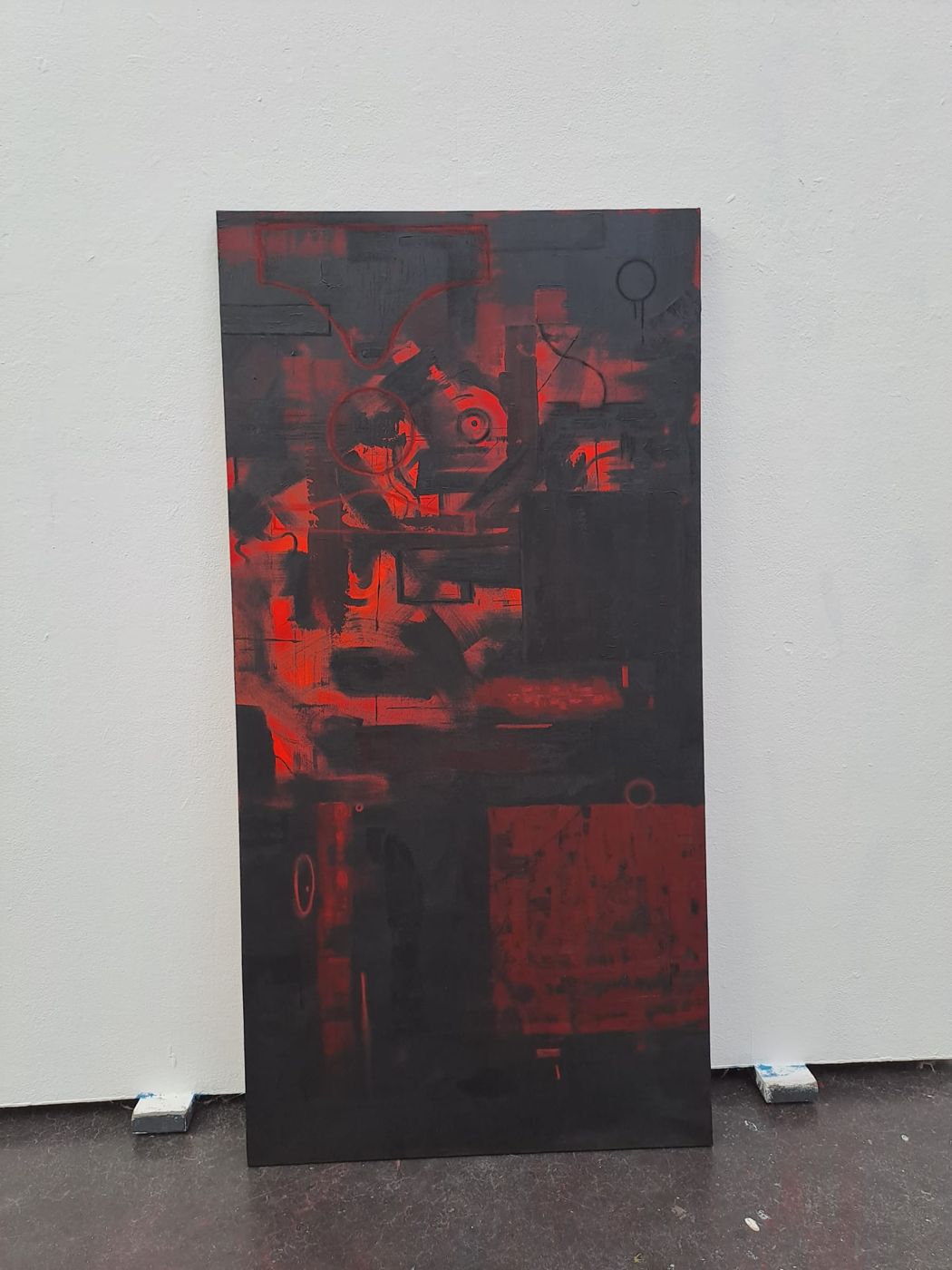 Burn-out. Black and red abstract painting